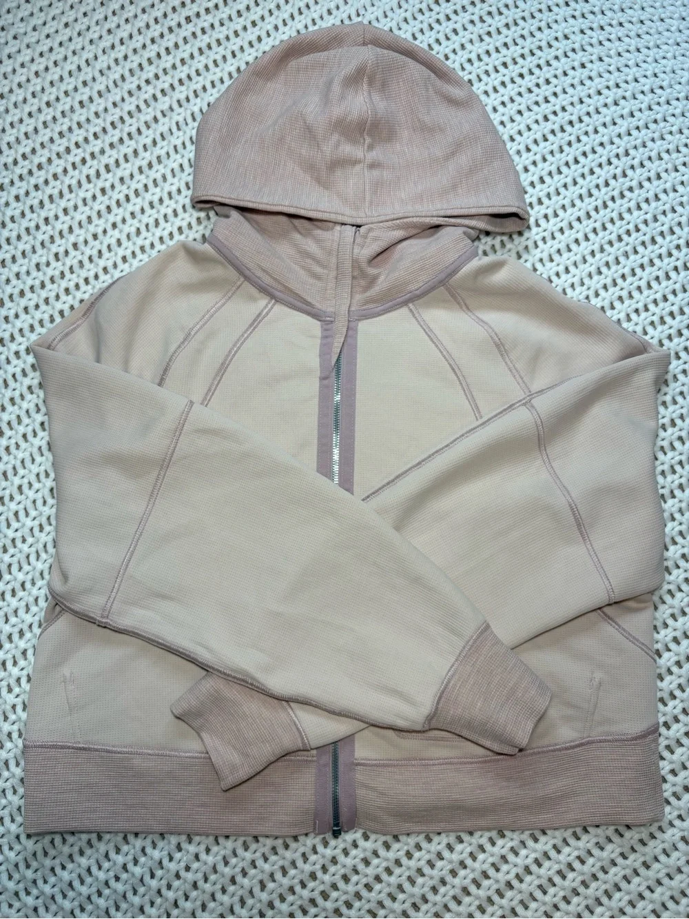 lululemon scuba oversized full zip hoodie waffle heathered mink berry size m/l